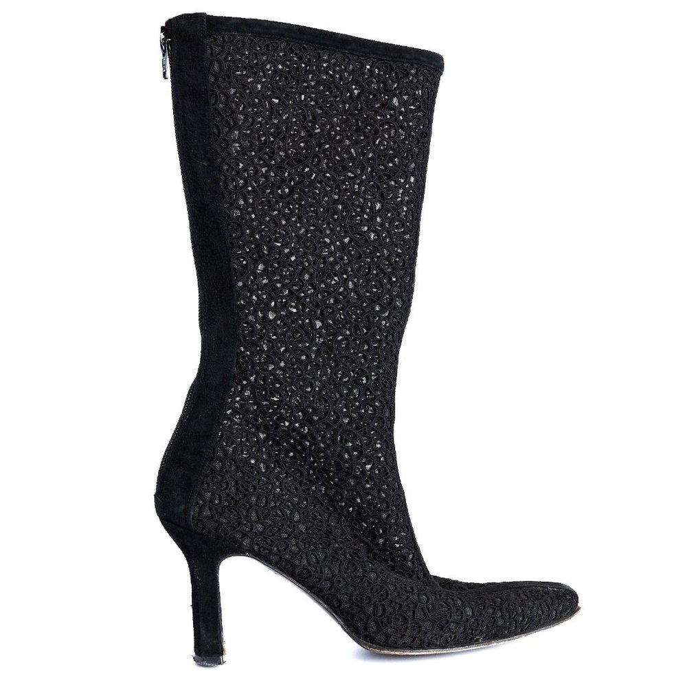 RARE Vintage Stuart Weitzman Lace Boots, Guipure Lace, Suede Boot, Unique Boot,